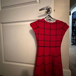 Red and black pattern sweater dress